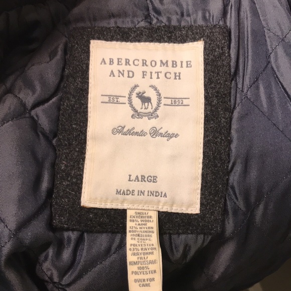 88% Wool Abercrombie & Fitch Charcoal Black Fitted Coat - Picture 3 of 14